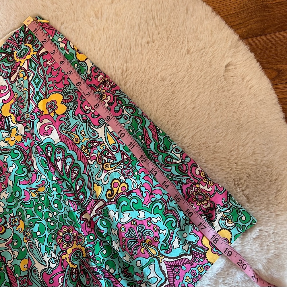 Lily Pulitzer Claire Skirt Printed Taff Style 66184 Silk Cotton Skirt Size 0 - Picture 4 of 6